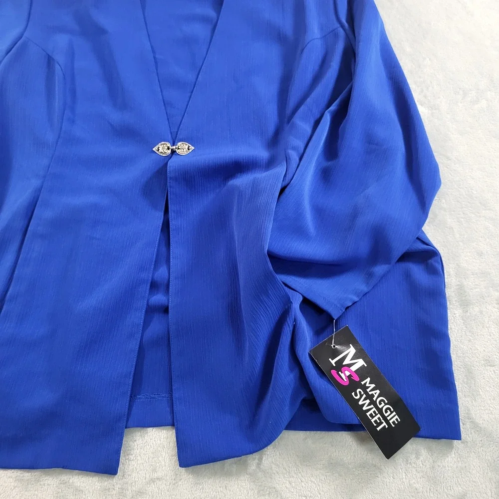VTG 90's Maggie Sweet 1XP Royal Blue Textured Blazer Heart Hook Evening Gala
